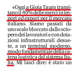2025 02 23 porti logistica commerci Gioia Tauro punta a 8 milioni di teu il manager MSC del porto dichiara che lo scalo e il riferimento per la penisola italiana RITAGLIO 01 Il Secolo XIX